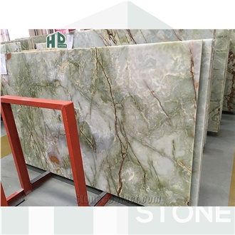 Multicolor Green Onyx Slabs Unique Luxurious Natural Stone