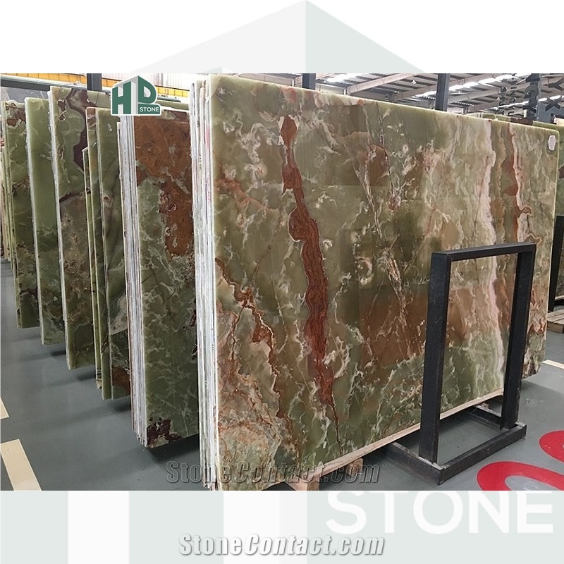 Multicolor Green Onyx Slabs Unique Luxurious Natural Stone