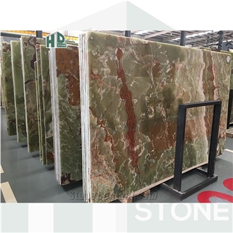 Multicolor Green Onyx Slabs Unique Luxurious Natural Stone