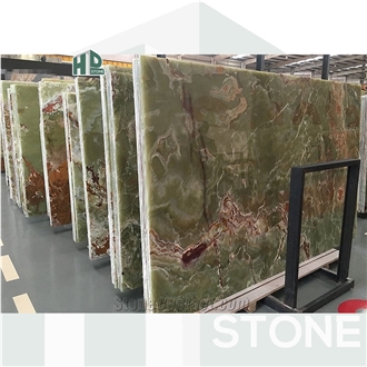 Multicolor Green Onyx Slabs Unique Luxurious Natural Stone