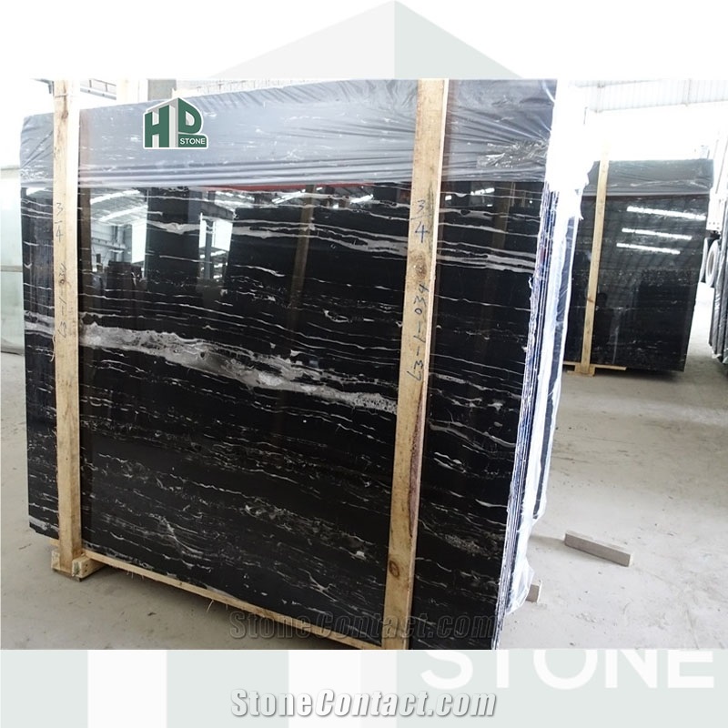 Silver Portoro Dragon Black Marble Slabs Tile