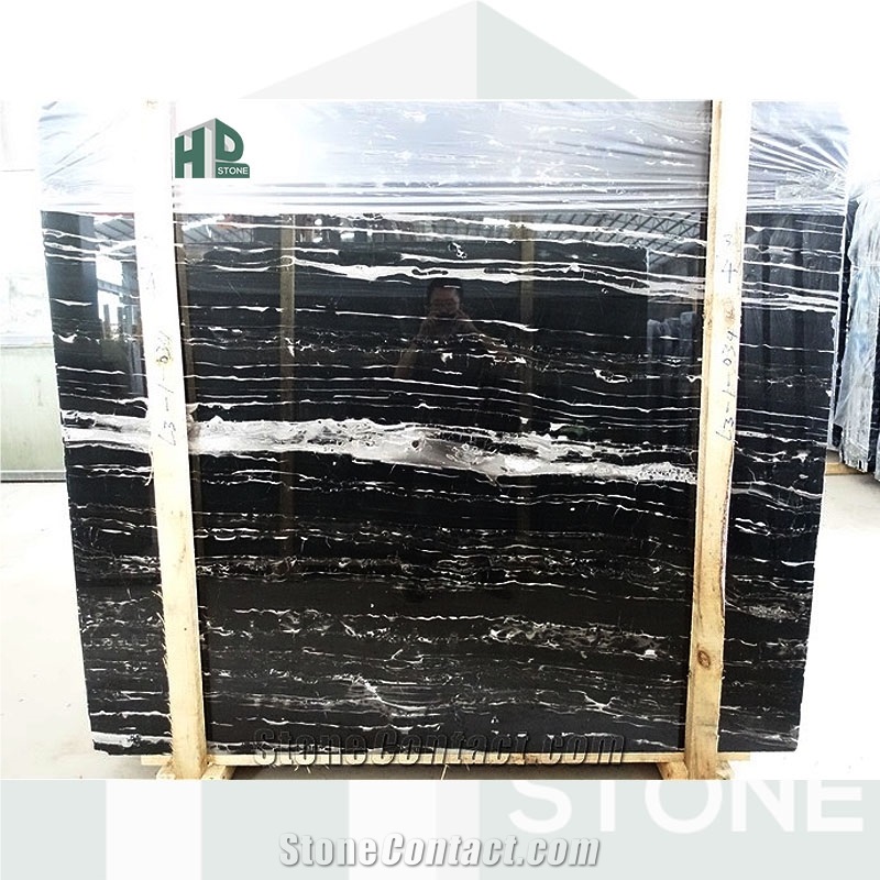 Silver Portoro Dragon Black Marble Slabs Tile