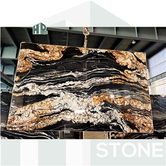 Universe Cosmic Black And Gold Granite Slabs