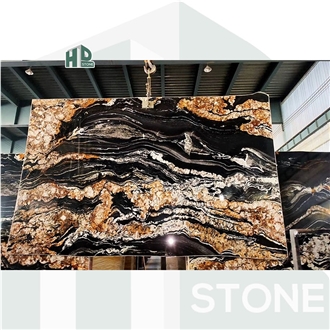 Universe Cosmic Black And Gold Granite Slabs