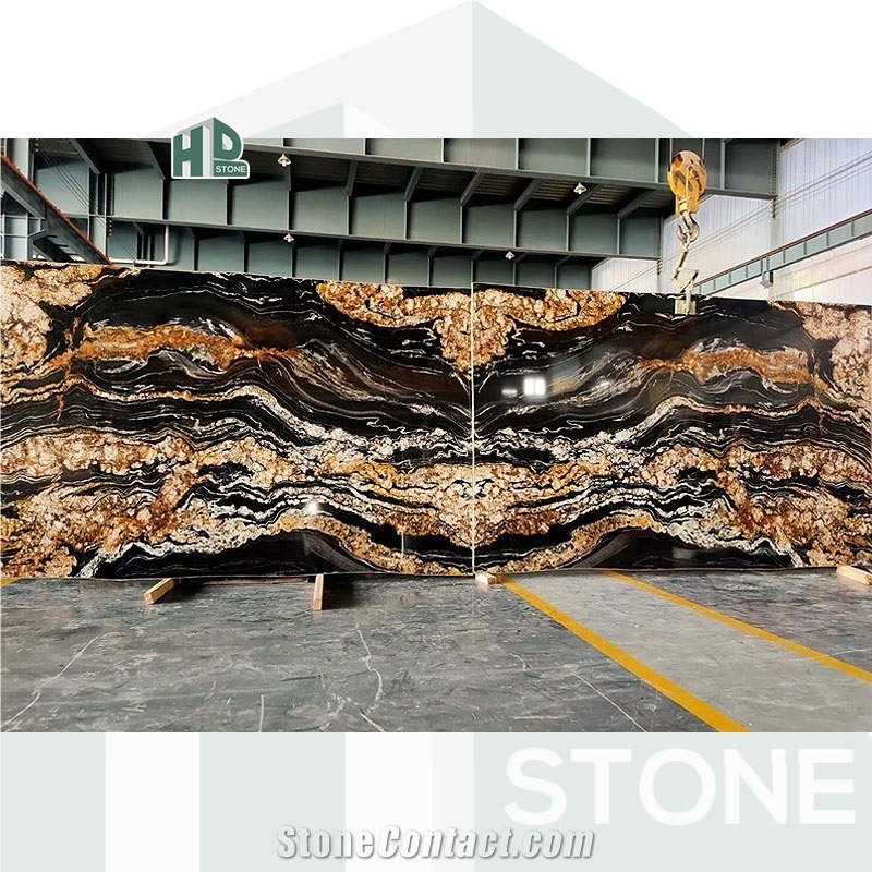 Universe Cosmic Black And Gold Granite Slabs