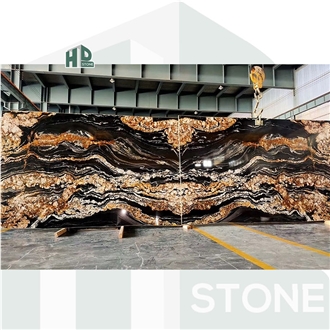 Universe Cosmic Black And Gold Granite Slabs