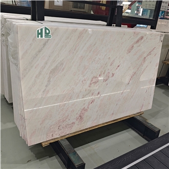 White Marble Slab With Pink Veins