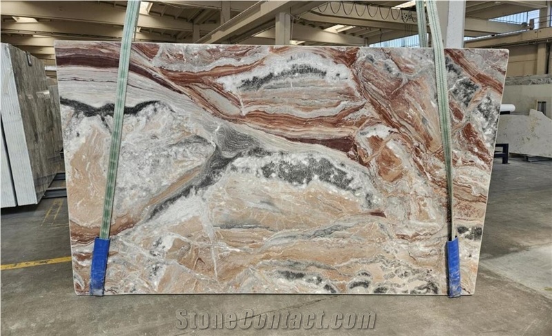 Arabescato Orobico Rosso, Red Marble Slabs And Tiles