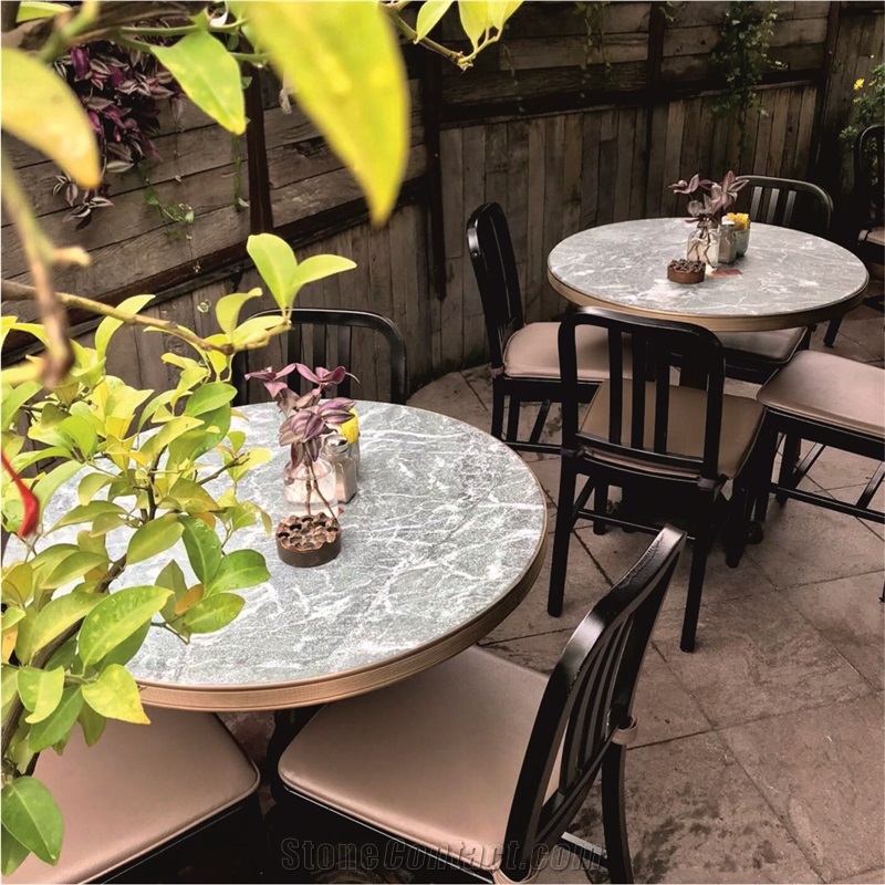Verde Forest Green Marble Sandblasted & Brushed Cafe Table