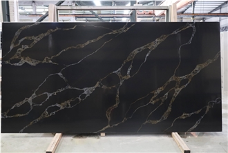 Black Marble Look Quartz Stone Slabs