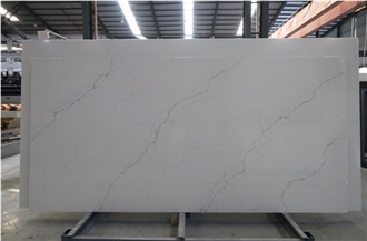 White Marble Look Quartz Stone Slab Quartz Tiles