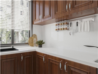White Marble Vein Texture Quartz Slabs