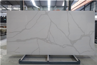 White Quartz Slabs With Calacatta White Marble Look