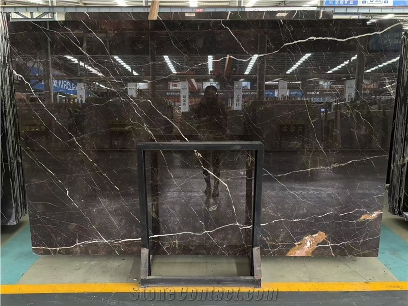 Gold Jade Marble Slabs Portoro Gold Dark Brown Stone Tile