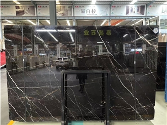 Gold Jade Marble Slabs Portoro Gold Dark Brown Stone Tile