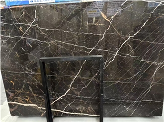 Gold Jade Marble Slabs Portoro Gold Dark Brown Stone Tile