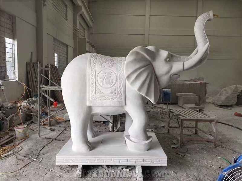 Grey Granite Big Elephant Statue Sculpture Garden