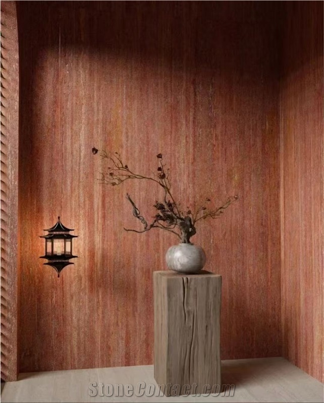 Iran Red Travertine Slab Wall Floor Tiles