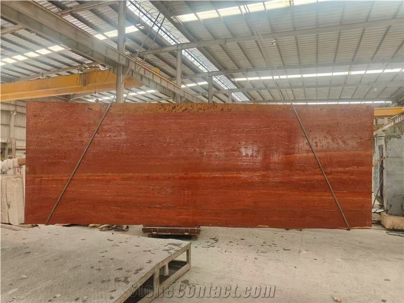 Iran Red Travertine Slab Wall Floor Tiles Pattern