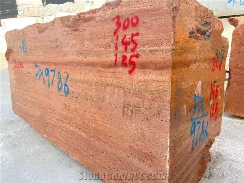 Iran Red Travertine Slab Wall Floor Tiles Pattern