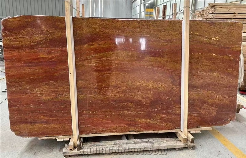 Iran Red Travertine Travertino Rosso Persiano Slab