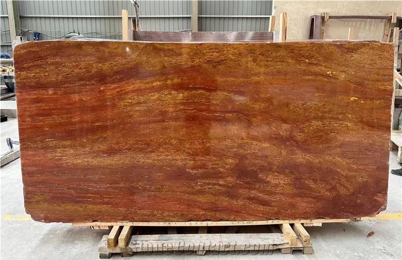 Iran Red Travertine Travertino Rosso Persiano Slab