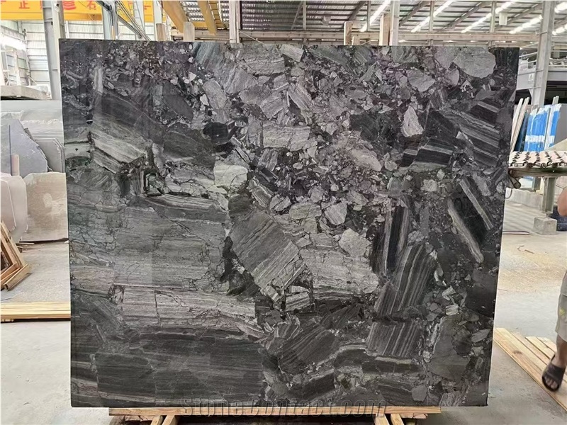 Silver Breccia Marble Fantasy Bedrock Serbian Ash Slab Tile