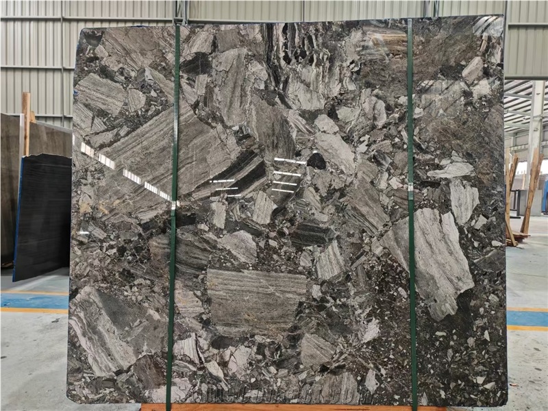 Silver Breccia Marble Fantasy Bedrock Serbian Ash Slab Tile