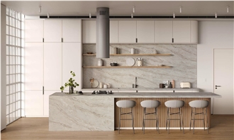 3200*1600Mm Artificial 5124 Calacatta Lavezzi Quartz Slabs