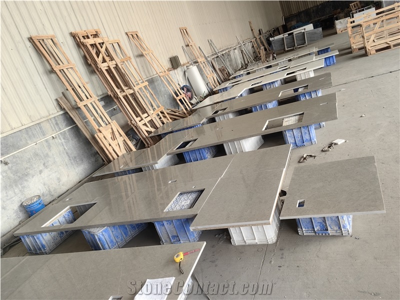 4070 Symphony Grey Quartz Bathroom Vanity Tops For Apartment