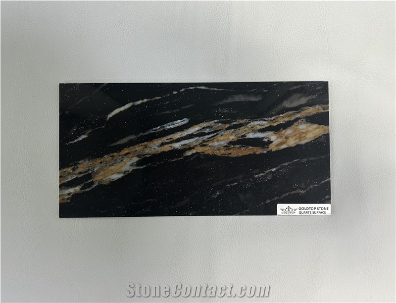 5126 Titanium Satin Black Quartz Slabs With White Veins