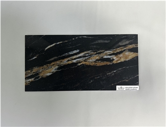 5126 Titanium Satin Black Quartz Slabs With White Veins