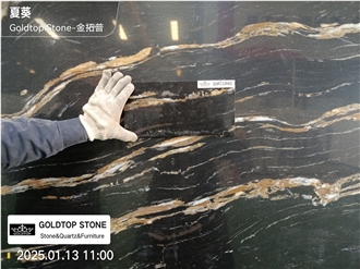 5126 Titanium Satin Black Quartz Slabs With White Veins