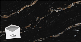 5126 Titanium Satin Black Quartz Slabs With White Veins
