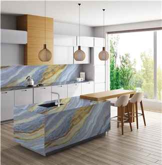 Blue 7008 Impression Lafite PD Printed Quartz Slabs