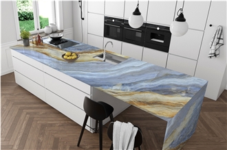 Blue 7008 Impression Lafite PD Printed Quartz Slabs