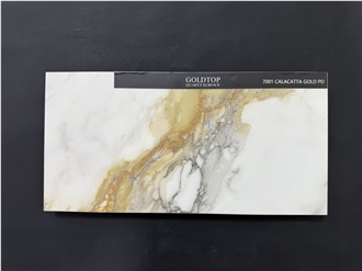 Customized 7001 Calacatta Gold PD Printed Quartz Slabs
