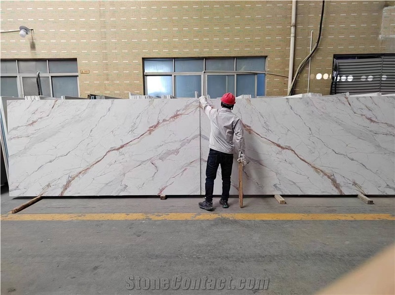 Customized 7001 Calacatta Gold PD Printed Quartz Slabs