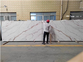 Customized 7001 Calacatta Gold PD Printed Quartz Slabs