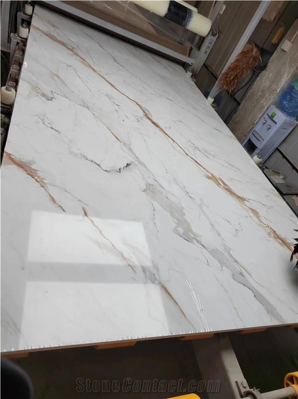 Customized 7001 Calacatta Gold PD Printed Quartz Slabs
