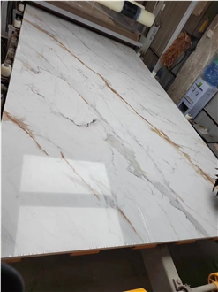 Customized 7001 Calacatta Gold PD Printed Quartz Slabs