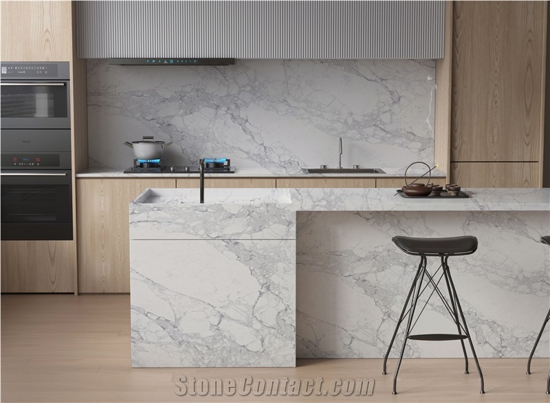 Grey Veins 5117 Statuario Verona White Quartz Slabs