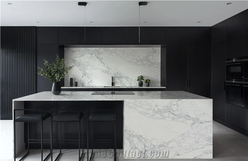 Grey Veins 5117 Statuario Verona White Quartz Slabs