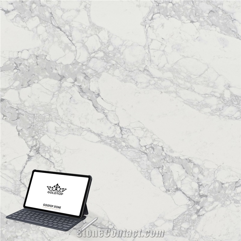 Grey Veins 5117 Statuario Verona White Quartz Slabs