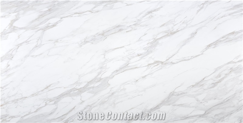 White New 7009 Calacatta Delicato PD Printed Quartz Slabs