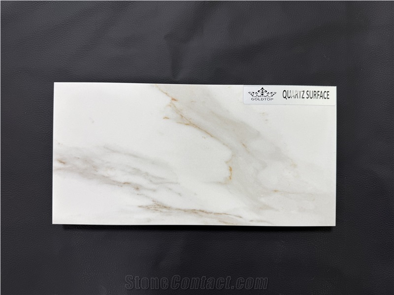 White New 7009 Calacatta Delicato PD Printed Quartz Slabs