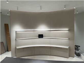 Cream Limestone Curved Cabinet For Chloe Boutique Furniture