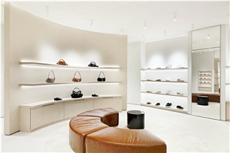 Cream Limestone Curved Cabinet For Chloe Boutique Furniture
