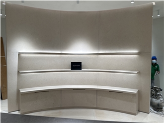 Cream Limestone Curved Cabinet For Chloe Boutique Furniture