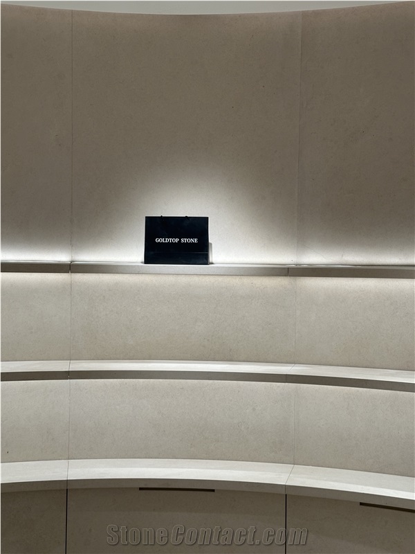 Cream Limestone Curved Cabinet For Chloe Boutique Furniture